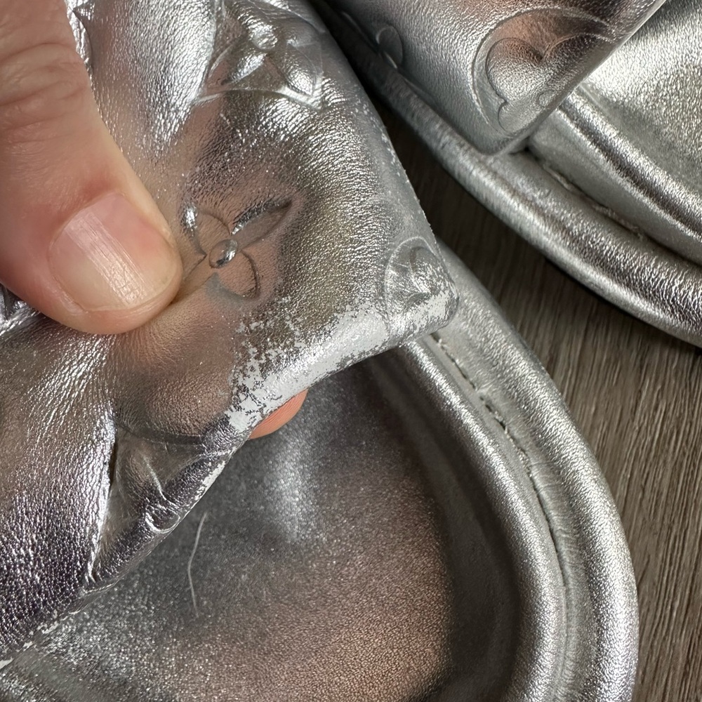 Louis Vuitton Monogram Silver Platform Pillow Slides Sandals Adjustable Size 8.5 - Picture 6 of 9